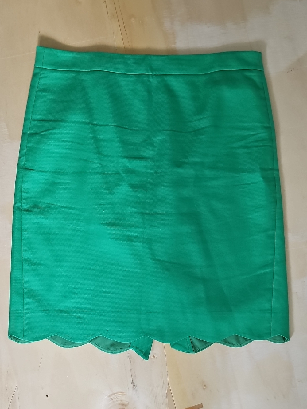J. Crew Bright Green Scallop-Hem Pencil Skirt
